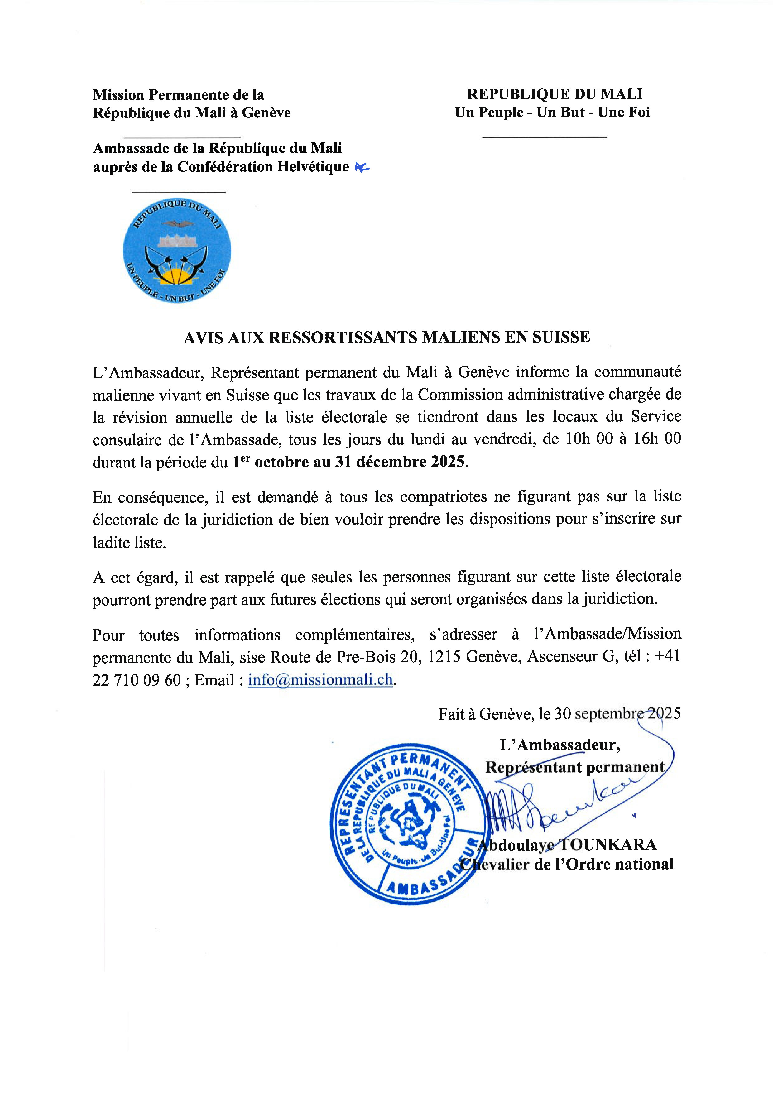 Inscriptions sur la liste électorale du 1er octobre au 31 décembre